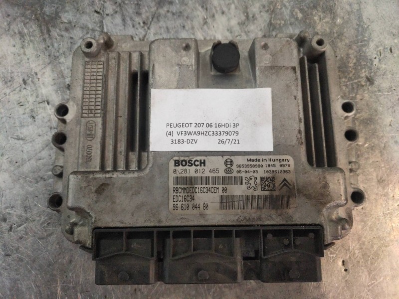 Recambio de centralita motor uce para peugeot 207 xs pack referencia OEM IAM 0281012465 9661004480 EDC16C34