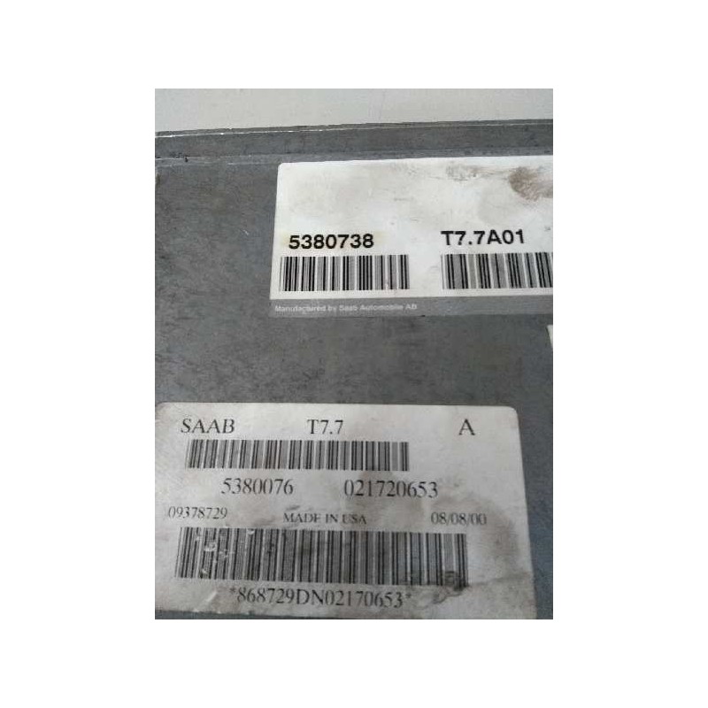 Recambio de centralita motor uce para saab 9-5 berlina 2.0 cat referencia OEM IAM T77A01 5380738 5380076