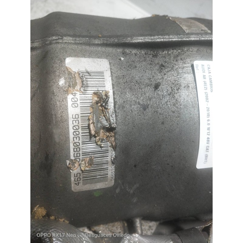 Recambio de caja cambios para audi a8 (4e2) 6.0 w12 48v cat (bht) referencia OEM IAM GUN 030036 6HP26 6HP26A61 1068030036 004484