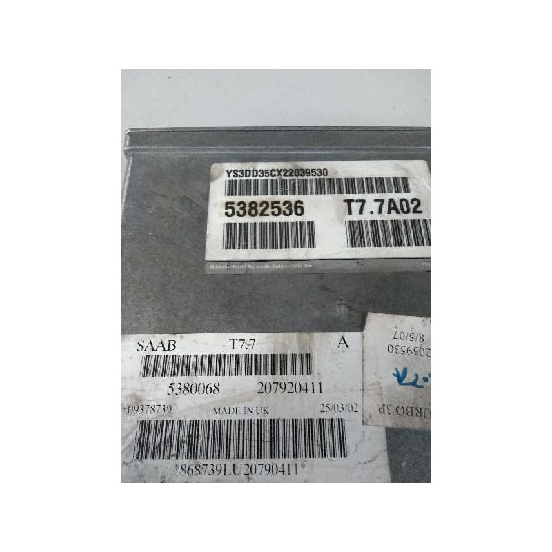 Recambio de centralita motor uce para saab 9-3 berlina 2.0 cat referencia OEM IAM 5382536 T77A02 5380068