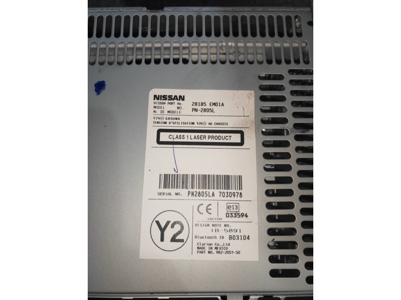 Recambio de sistema audio / radio cd para nissan tiida (c11x/sc11x) acenta referencia OEM IAM 28185EM01A PN2805L 