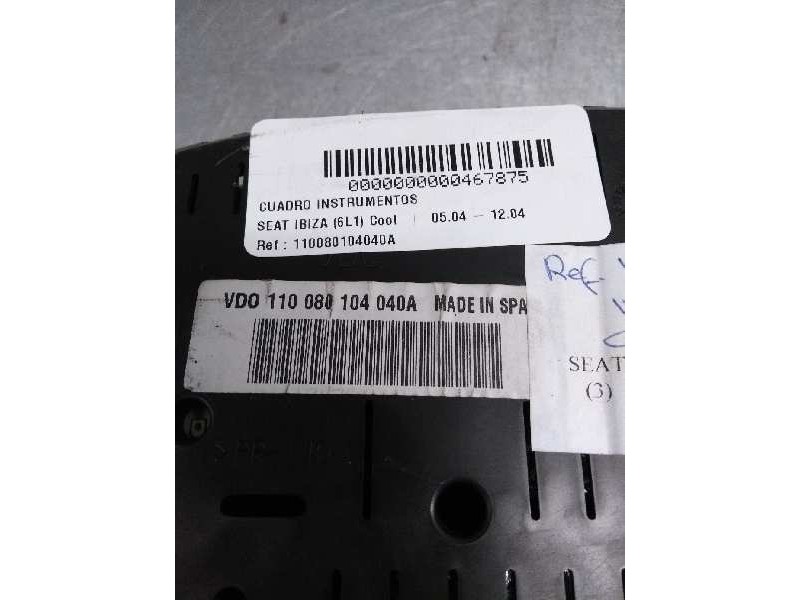 Recambio de cuadro instrumentos para seat ibiza (6l1) cool referencia OEM IAM 110080104040A W06L0920803A 