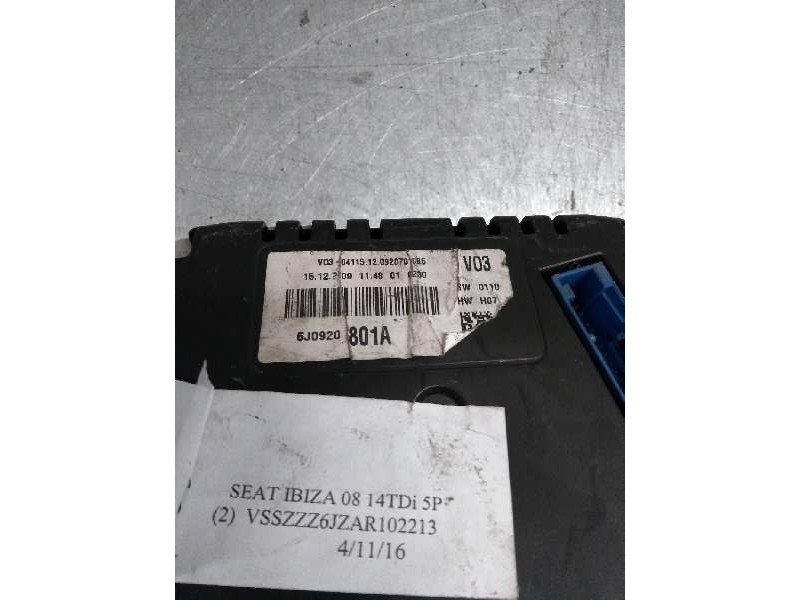 Recambio de cuadro instrumentos para seat ibiza (6j5) 1.4 tdi referencia OEM IAM 6J0920801A  