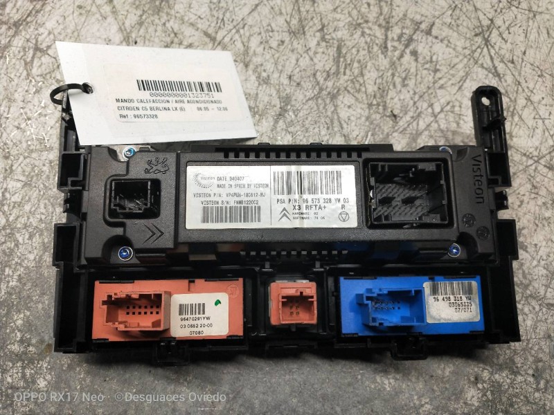 Recambio de mando calefaccion / aire acondicionado para citroen c5 berlina lx (e) referencia OEM IAM 96573328  