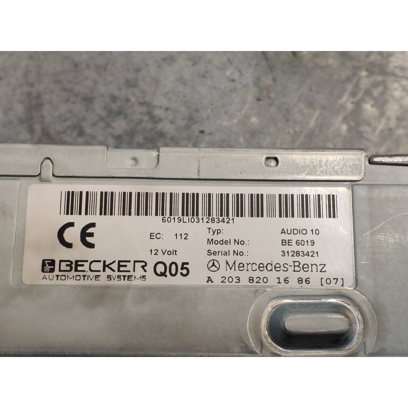 Recambio de sistema audio / radio cd para mercedes clase c (w203) berlina 220 cdi (la) (203.008) referencia OEM IAM A20382016860