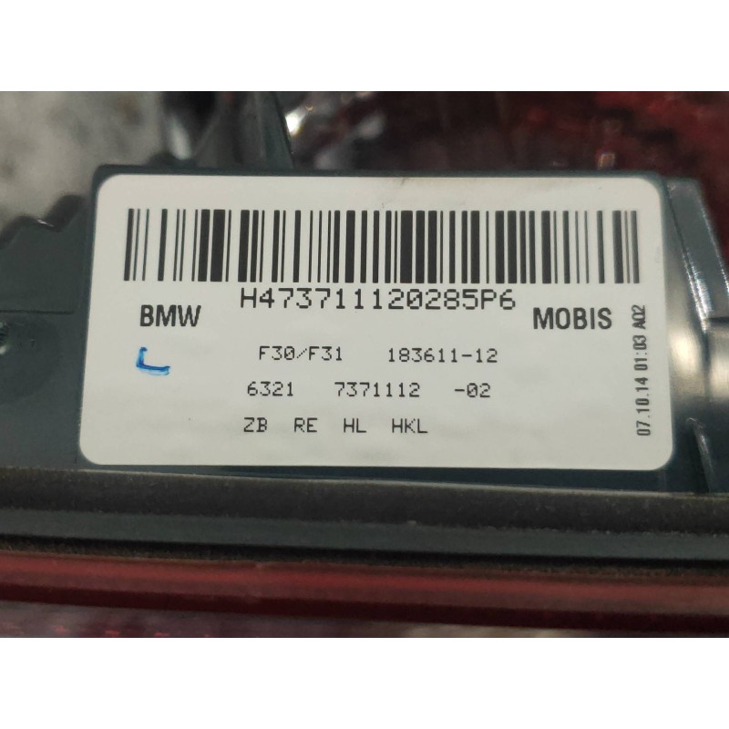 Recambio de piloto trasero derecho interior para bmw serie 3 lim. (f30) 320d referencia OEM IAM 63217371112 6321737111202 737111