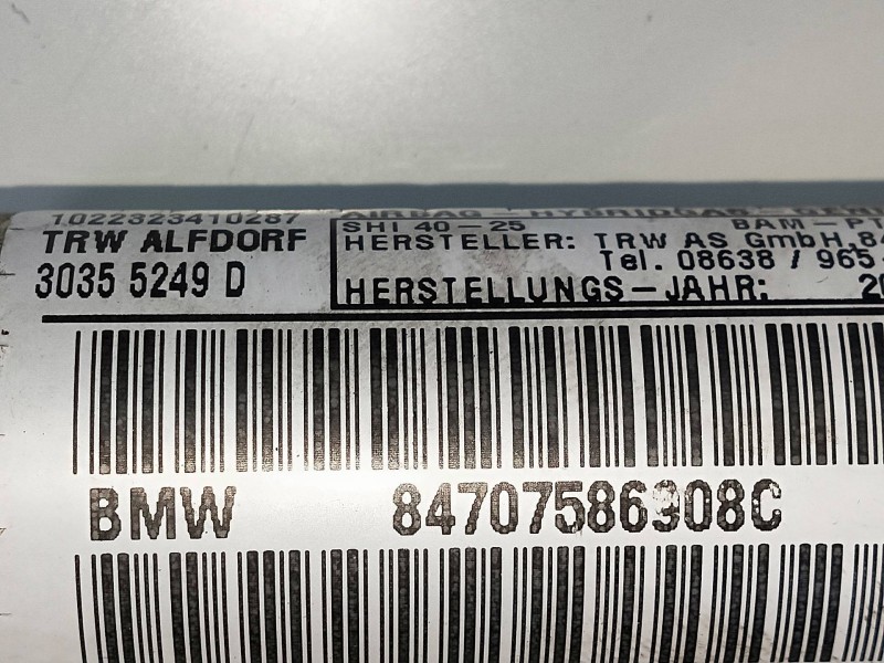 Recambio de airbag cortina delantero izquierdo para bmw serie 1 berlina (e81/e87) 118d referencia OEM IAM 84707586908C 30355249D