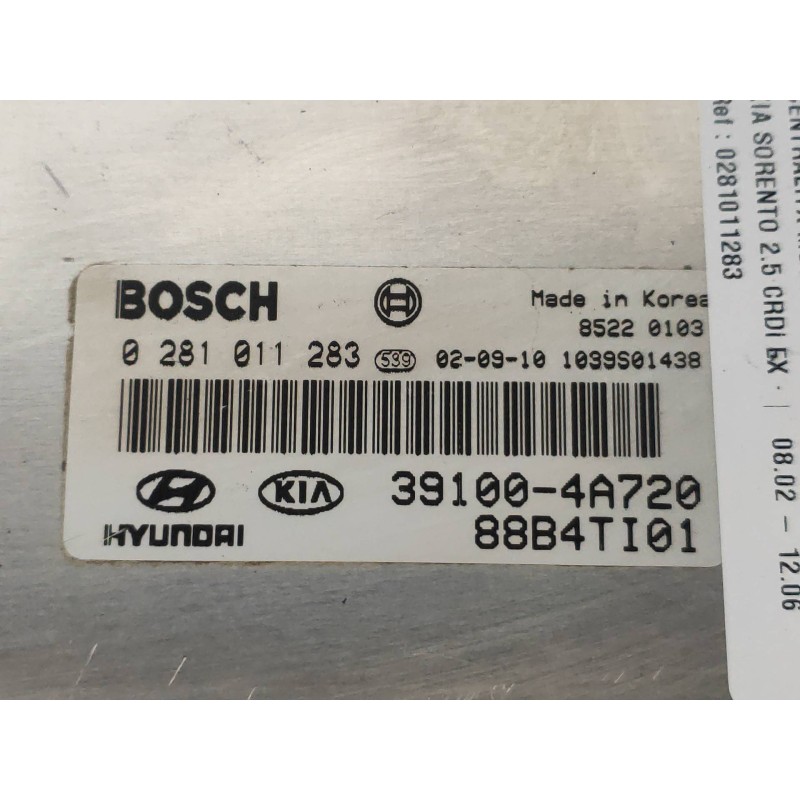 Recambio de centralita motor uce para kia sorento 2.5 crdi ex referencia OEM IAM 0281011283 391004A720 
