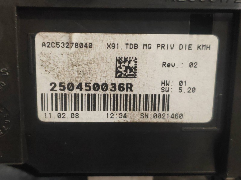 Recambio de cuadro instrumentos para renault laguna iii dynamique referencia OEM IAM 250450036R A2C53278040 