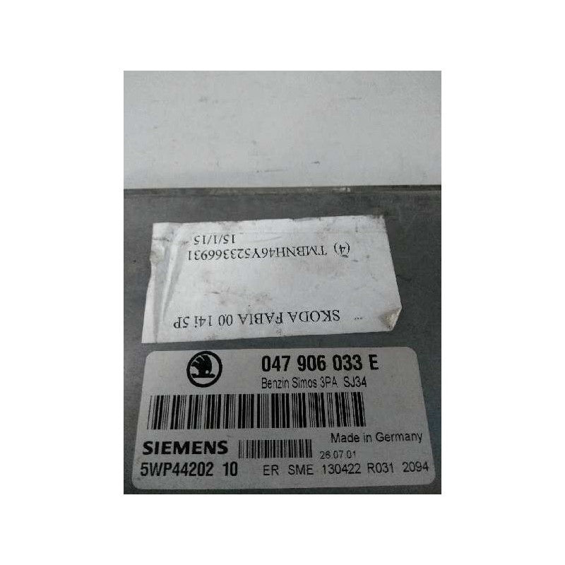 Recambio de centralita motor uce para skoda fabia (6y2/6y3) 1.4 referencia OEM IAM 5WP4420210 047906033E 3PASJ34