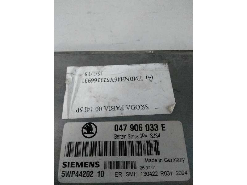 Recambio de centralita motor uce para skoda fabia (6y2/6y3) 1.4 referencia OEM IAM 5WP4420210 047906033E 3PASJ34