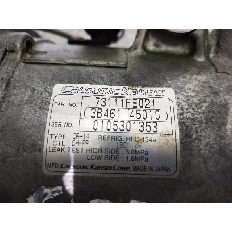 Recambio de compresor aire acondicionado para subaru impreza g11 (gd/gg) 2.0 cat referencia OEM IAM 73111FE021 3B46145010 