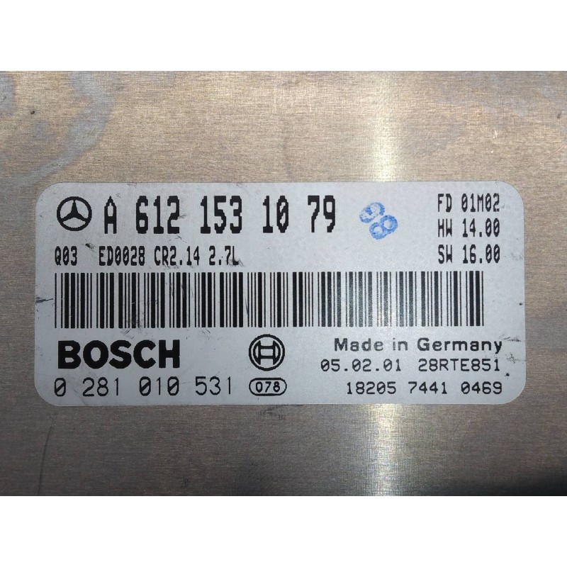 Recambio de centralita motor uce para mercedes clase c (w203) berlina 270 cdi (203.016) referencia OEM IAM 0281010531 A612153107