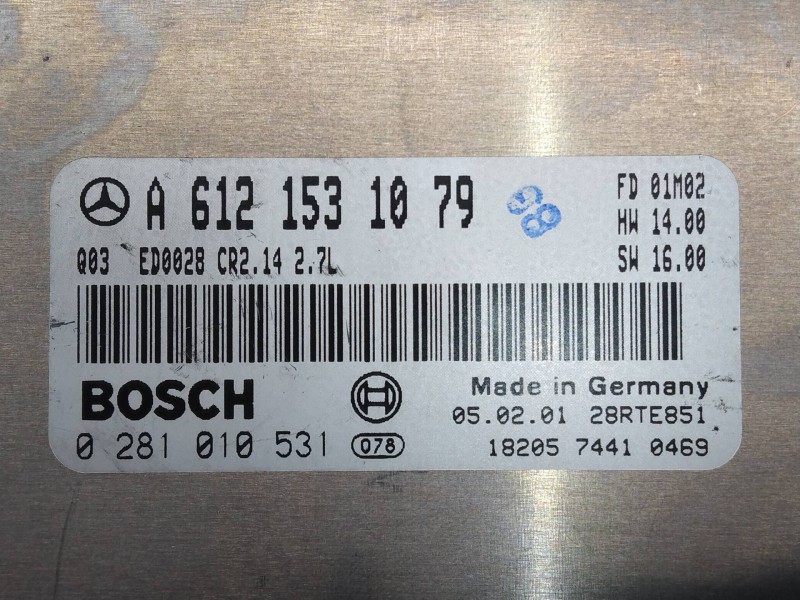 Recambio de centralita motor uce para mercedes clase c (w203) berlina 270 cdi (203.016) referencia OEM IAM 0281010531 A612153107