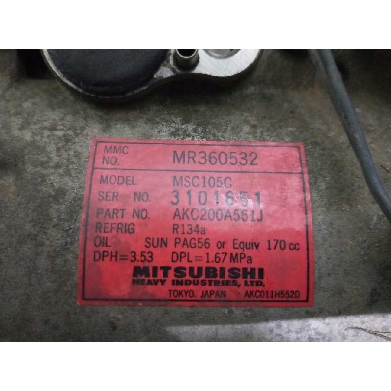 Recambio de compresor aire acondicionado para mitsubishi montero sport (k90) 2.5 turbodiesel referencia OEM IAM MSC105C MR360532