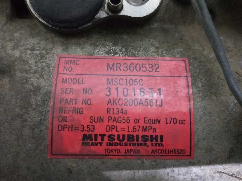 Recambio de compresor aire acondicionado para mitsubishi montero sport (k90) 2.5 turbodiesel referencia OEM IAM MSC105C MR360532