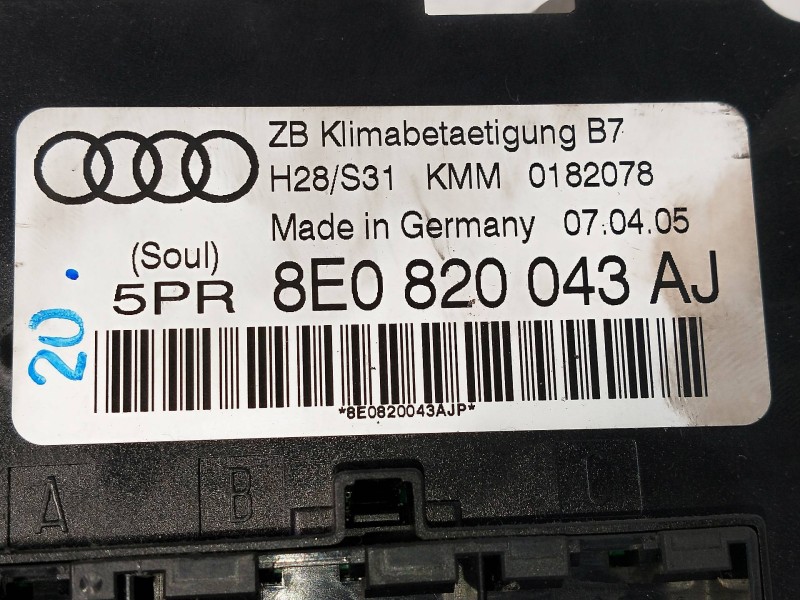 Recambio de mando calefaccion / aire acondicionado para audi a4 avant (8e) 2.0 tdi referencia OEM IAM 8E0820043AJ  