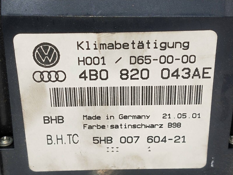 Recambio de mando calefaccion / aire acondicionado para audi allroad quattro (4b5) 2.5 tdi (132kw) referencia OEM IAM 4B0820043A