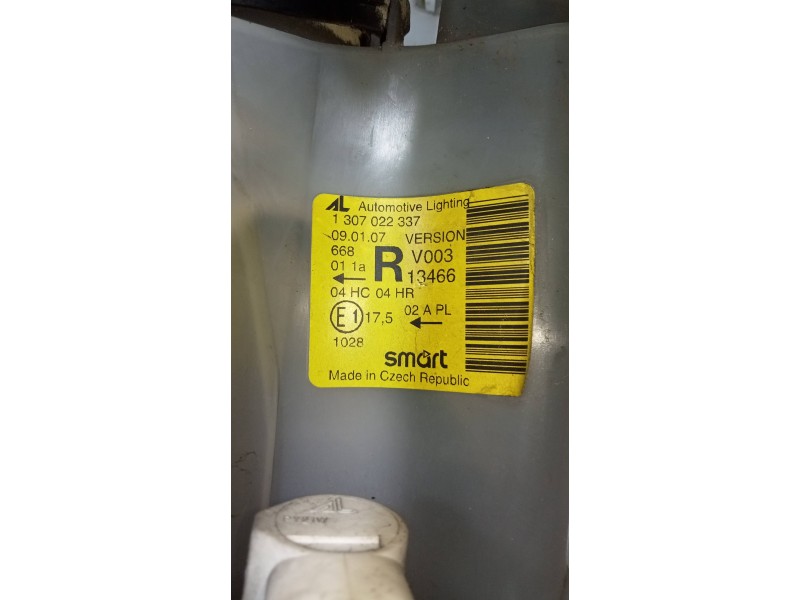 Recambio de faro derecho para smart cabrio básico referencia OEM IAM   