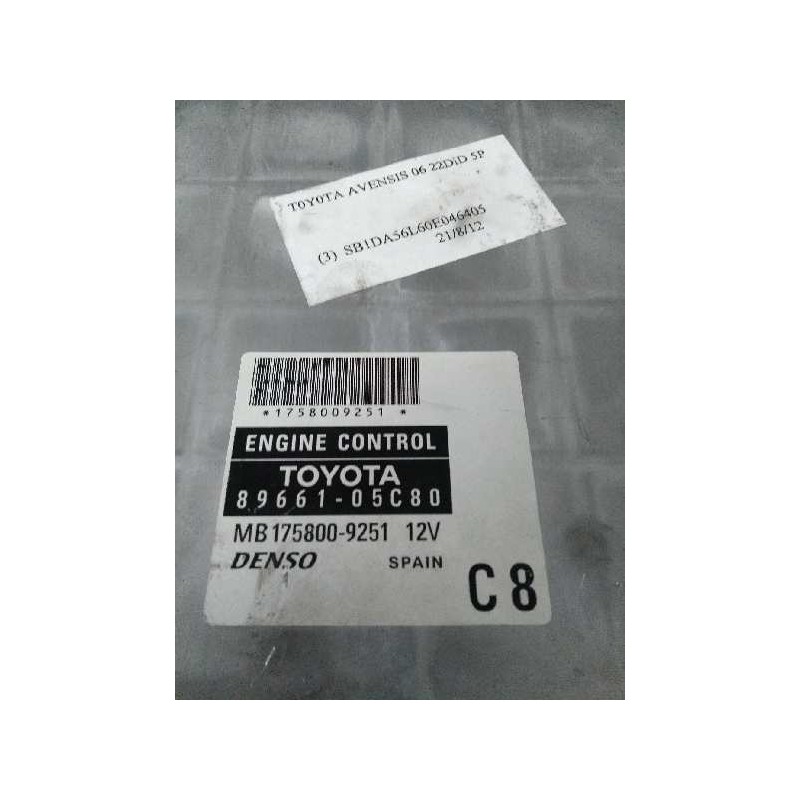 Recambio de centralita motor uce para toyota avensis berlina (t25) 2.2 d-4d cat referencia OEM IAM 8966105C80 MB1758009251 C8