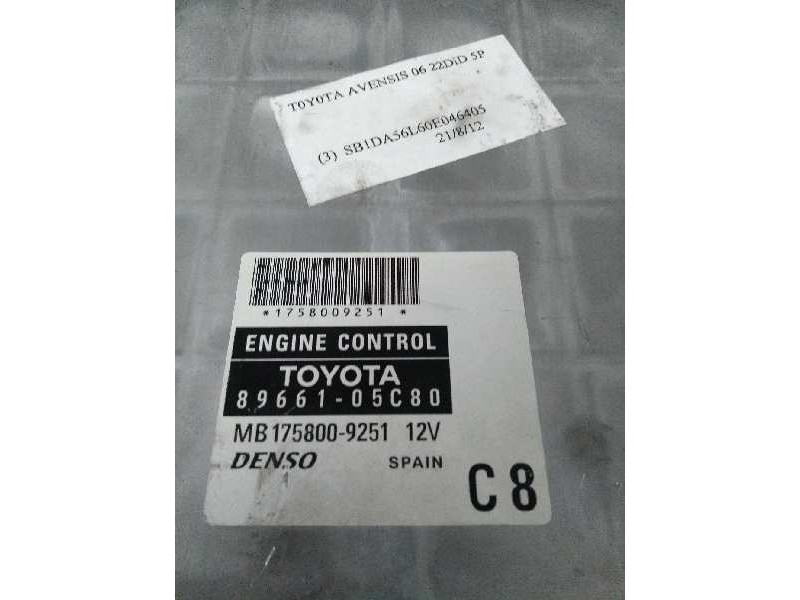 Recambio de centralita motor uce para toyota avensis berlina (t25) 2.2 d-4d cat referencia OEM IAM 8966105C80 MB1758009251 C8