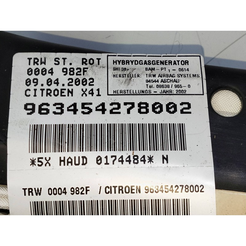Recambio de airbag cortina delantero derecho para citroen c5 berlina 2.0 hdi referencia OEM IAM 963454278002  
