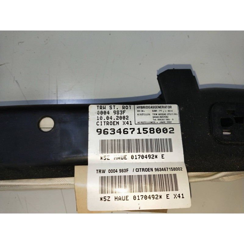 Recambio de airbag cortina delantero izquierdo para citroen c5 berlina 2.0 hdi referencia OEM IAM 963467158002  