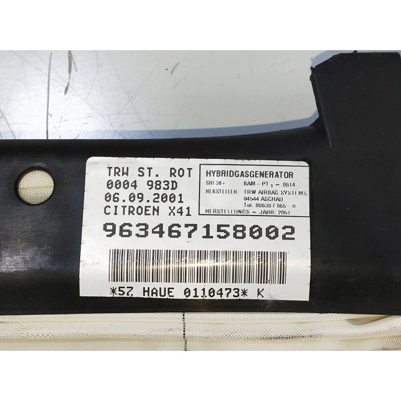 Recambio de airbag cortina delantero izquierdo para citroen c5 berlina 2.0 hdi sx referencia OEM IAM 963467158002  