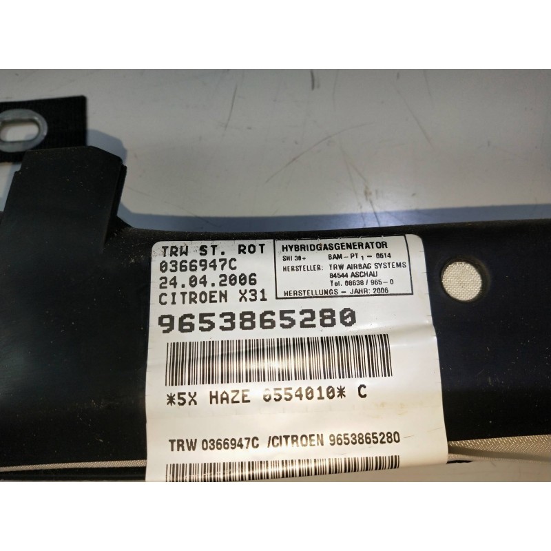 Recambio de airbag cortina delantero derecho para citroen c5 berlina 1.6 hdi cat (9hy / dv6ted4) referencia OEM IAM 9653865280  