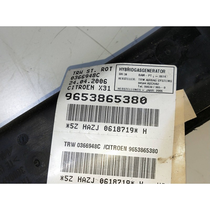 Recambio de airbag cortina delantero izquierdo para citroen c5 berlina 1.6 hdi cat (9hy / dv6ted4) referencia OEM IAM 9653865380