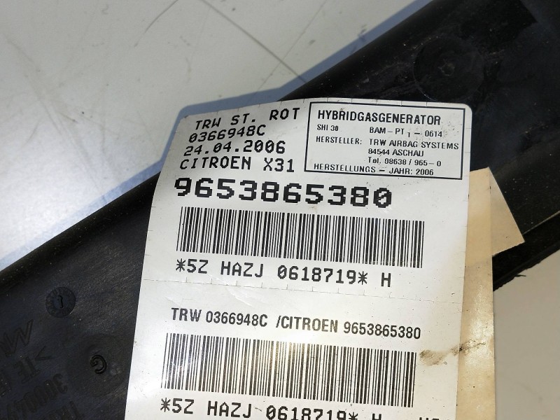 Recambio de airbag cortina delantero izquierdo para citroen c5 berlina 1.6 hdi cat (9hy / dv6ted4) referencia OEM IAM 9653865380