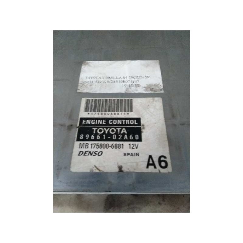 Recambio de centralita motor uce para toyota corolla (e12) 2.0 d-cat referencia OEM IAM 8966102A60 MB1758006881 A6