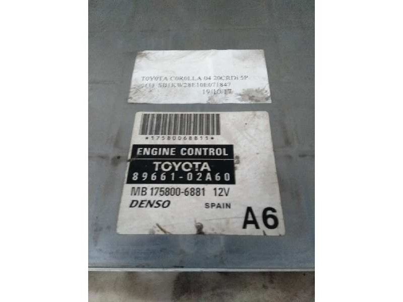 Recambio de centralita motor uce para toyota corolla (e12) 2.0 d-cat referencia OEM IAM 8966102A60 MB1758006881 A6