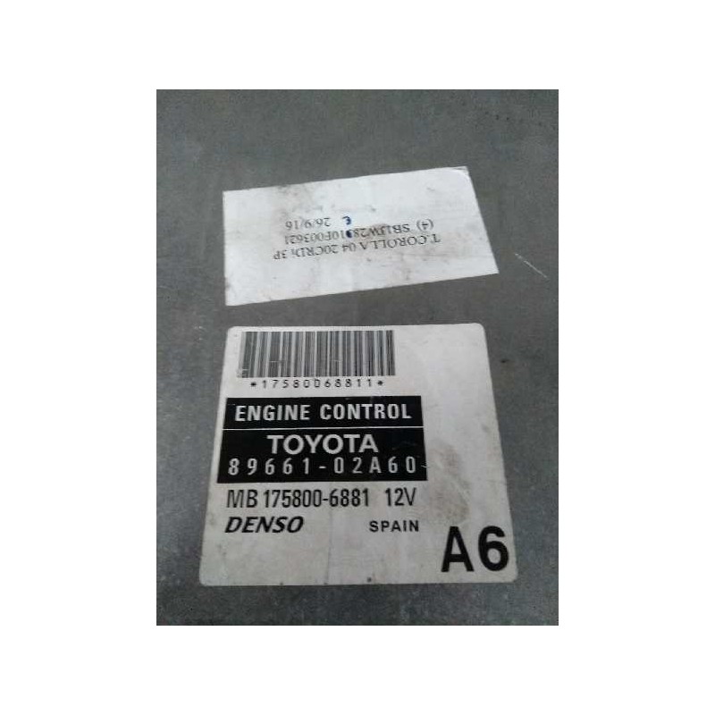 Recambio de centralita motor uce para toyota corolla (e12) 2.0 d-cat referencia OEM IAM 8966102A60 MB1758006881 A6
