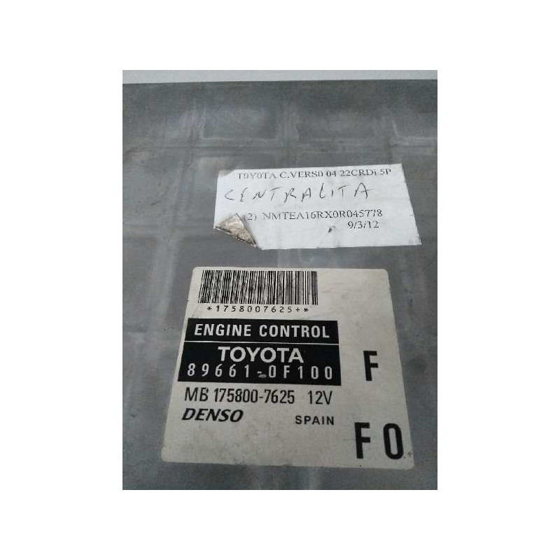 Recambio de centralita motor uce para toyota corolla verso (r1) 2.2 turbodiesel cat referencia OEM IAM 896610F100 MB1758007625 F