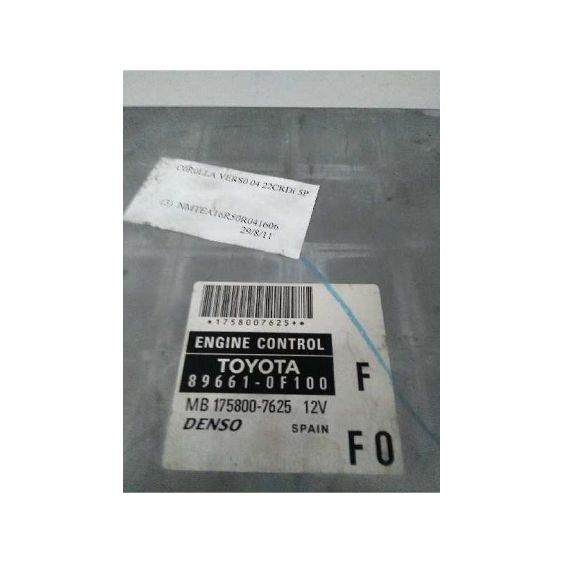 Recambio de centralita motor uce para toyota corolla verso (r1) 2.2 turbodiesel cat referencia OEM IAM 896610F100 MB1758007625 F