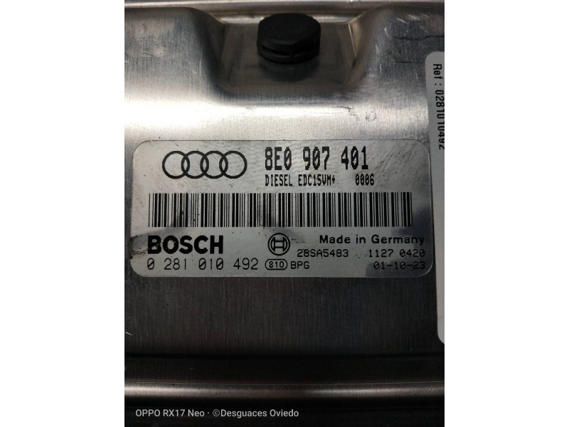 Recambio de centralita motor uce para audi a4 avant (8e) 2.5 tdi (114kw) referencia OEM IAM 0281010492 8E0907401 