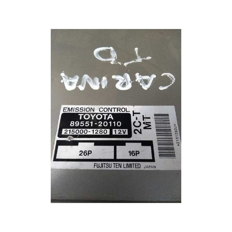 Recambio de centralita motor uce para toyota carina (t19) referencia OEM IAM 8955120110 2150001280 2CT MT 26P 16P