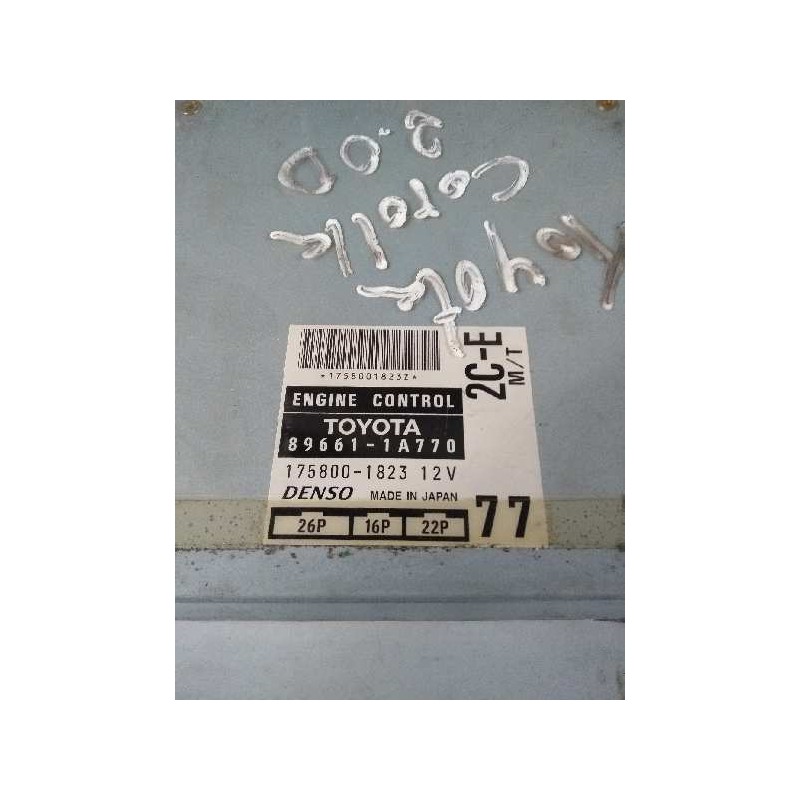 Recambio de centralita motor uce para toyota corolla (e11) referencia OEM IAM 896611A770 1758001823 2CE MT 26P 16P 22P 77