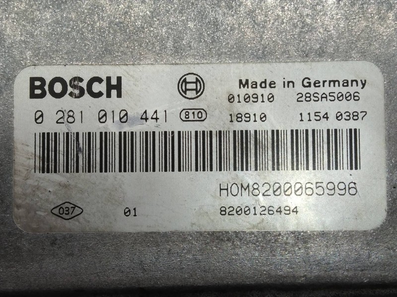 Recambio de centralita motor uce para volvo v40 familiar 1.9 diesel cat referencia OEM IAM 0281010441 HOM8200065996 8200126494 E
