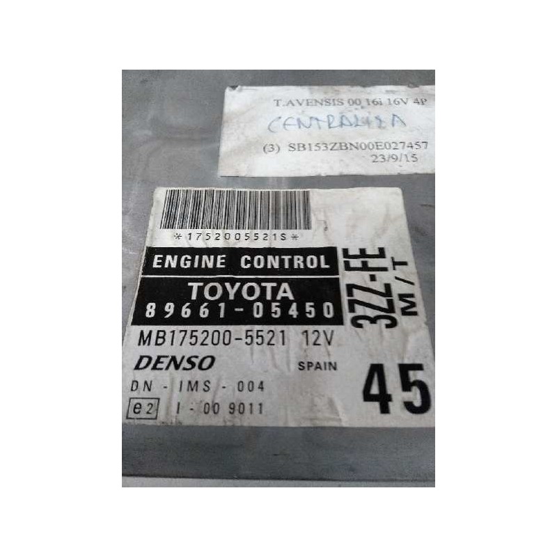 Recambio de centralita motor uce para toyota avensis berlina (t 22) 1.6 16v referencia OEM IAM 8966105450 MB1752005521 3ZZFE MT 