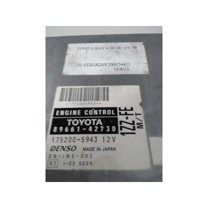 Recambio de centralita motor uce para toyota rav 4 (a2) 1.8 16v cat referencia OEM IAM 8966142730 1752005943 1ZZFE MT 87
