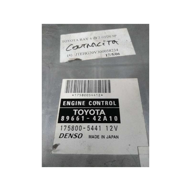 Recambio de centralita motor uce para toyota rav 4 (a2) 2.0 turbodiesel cat referencia OEM IAM 8966142A10 1758005441 B7