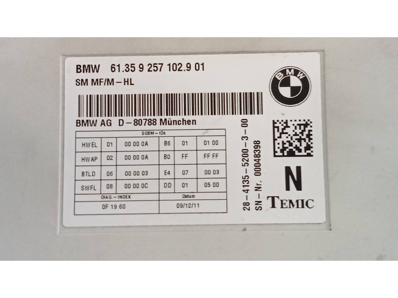 Recambio de modulo electronico para bmw serie 5 lim. (f10) 535d xdrive referencia OEM IAM 61359257102901  