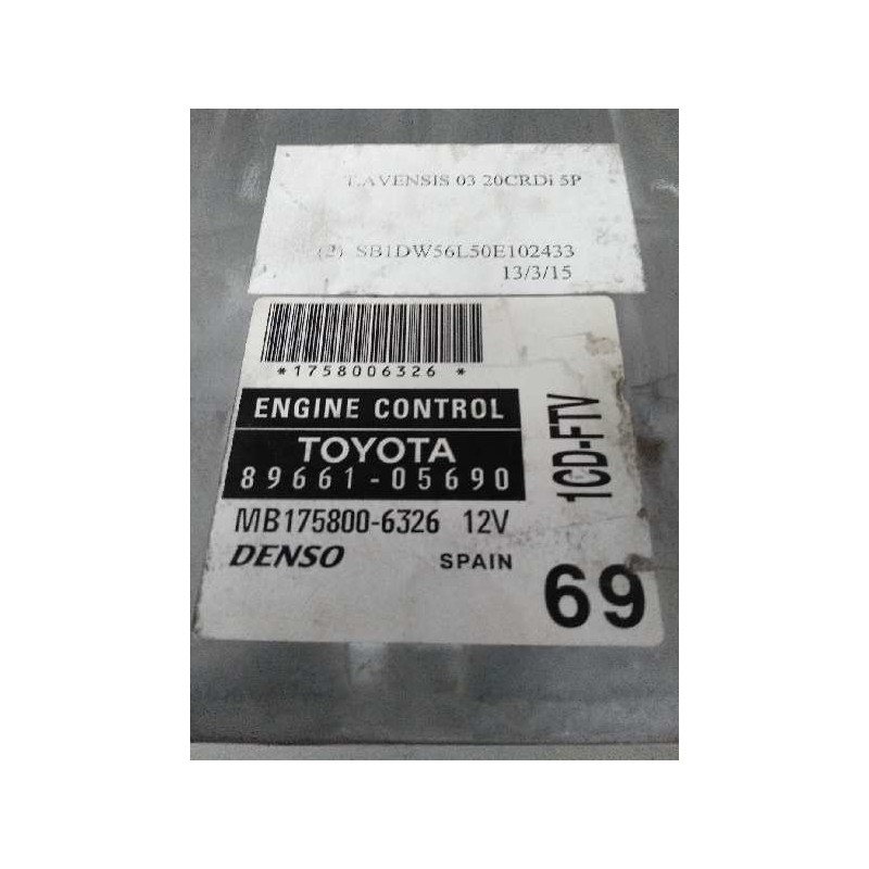 Recambio de centralita motor uce para toyota avensis berlina (t25) 2.0 turbodiesel cat referencia OEM IAM 8966105690 MB175800632