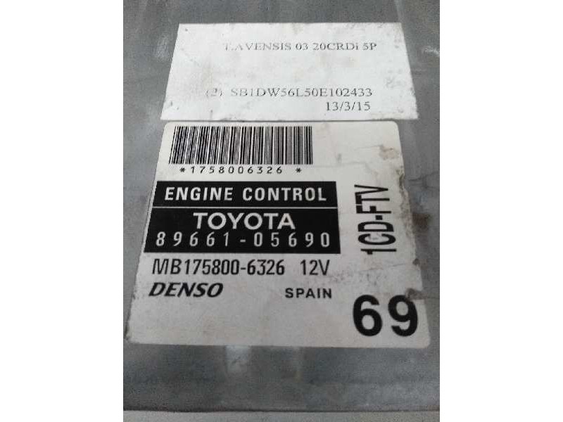 Recambio de centralita motor uce para toyota avensis berlina (t25) 2.0 turbodiesel cat referencia OEM IAM 8966105690 MB175800632