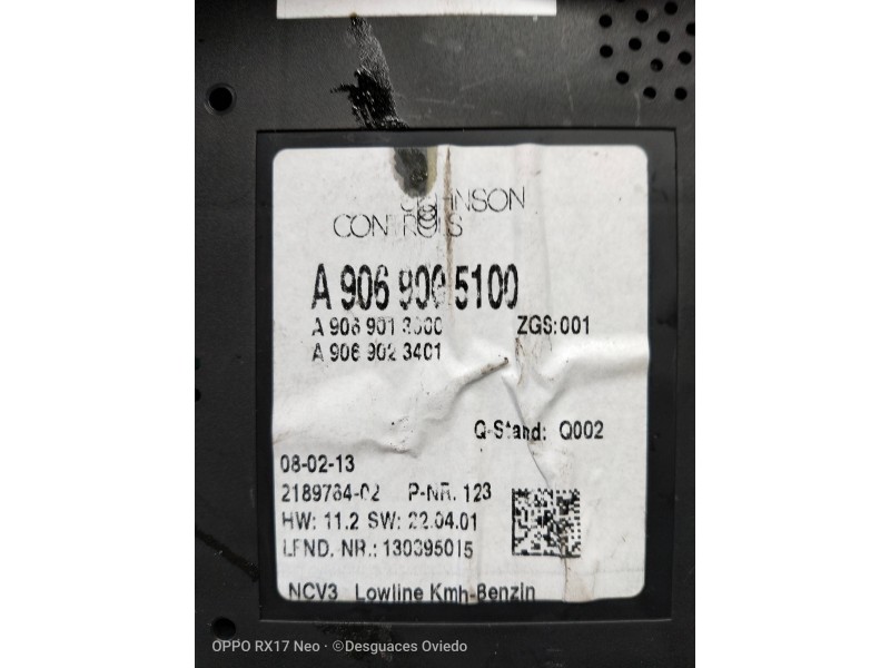 Recambio de cuadro instrumentos para mercedes sprinterii caja cerrada (desde 01.06) 216 (906.613) referencia OEM IAM A9069005100