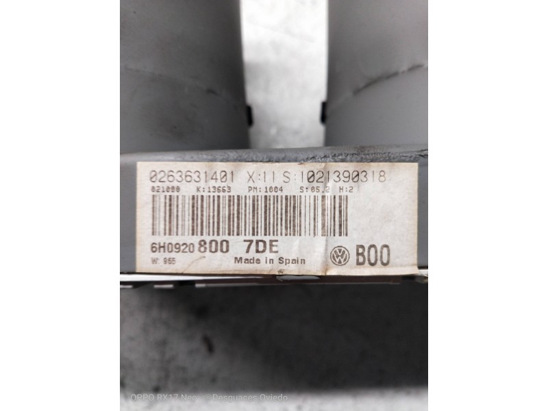 Recambio de cuadro instrumentos para seat arosa (6h1) select referencia OEM IAM 0263631401 6H09208007DE 