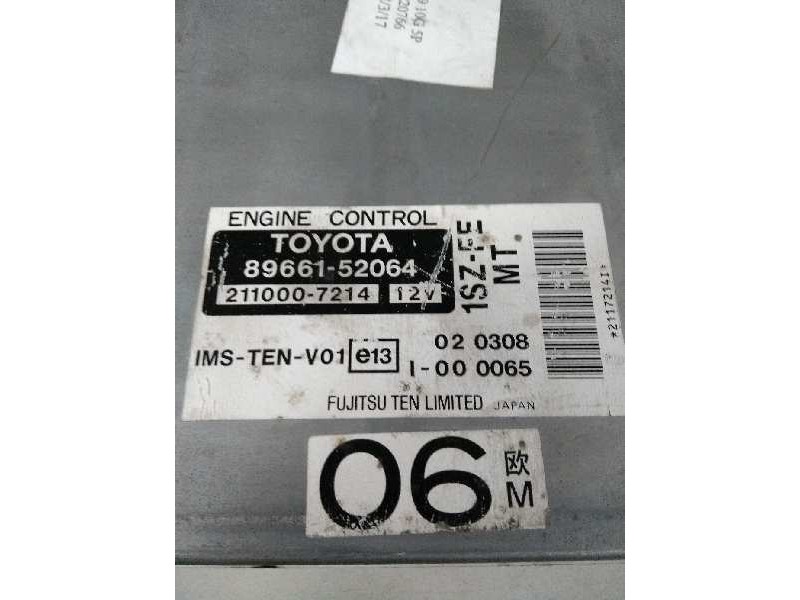 Recambio de centralita motor uce para toyota yaris (ncp1/nlp1/scp1) 1.0 cat referencia OEM IAM 8966152064 2110007214 1SZFE MT 06