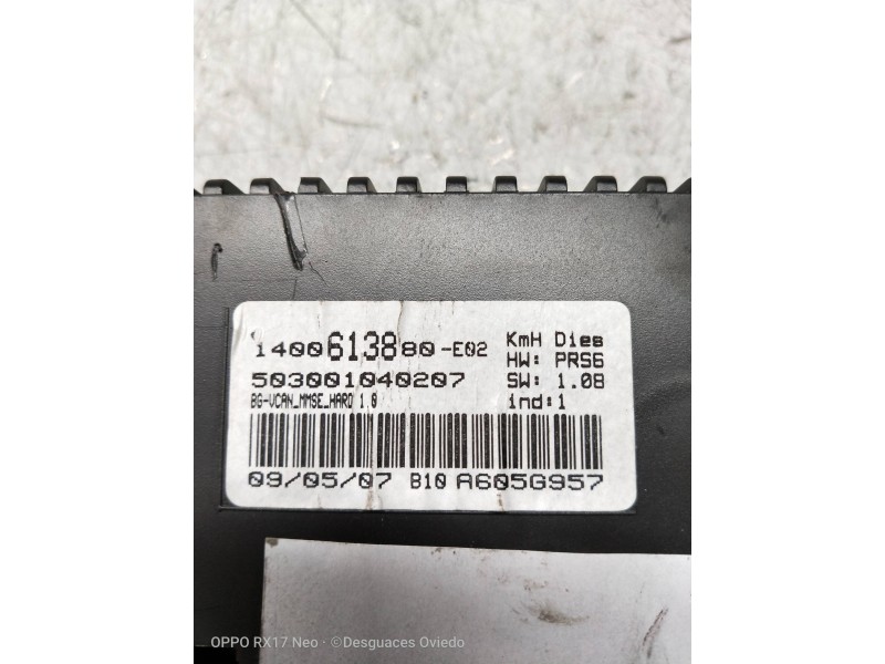 Recambio de cuadro instrumentos para fiat ulysse (179) 2.0 jtd emotion (100kw) referencia OEM IAM 1400613880 503001040207 